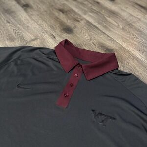 Virginia Tech Hokies Shirt Mens 2XL Gray NCAA Football Nike Golf Dri Fit Polo